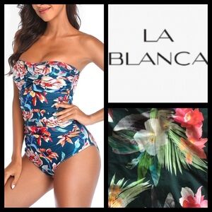 La Blanca Island Goddess Floral Bandeau Swimsuit